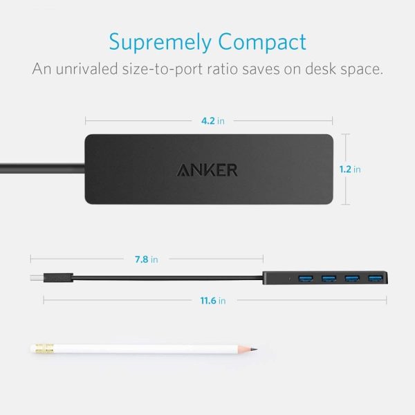 Anker 4-Port USB 3.0 Ultra Slim Data Hub for MacBook, Mac Pro/Mini, iMac, Surface Pro, XPS, Notebook PC, USB Flash Drives, Mobile HDD, and More - Image 3