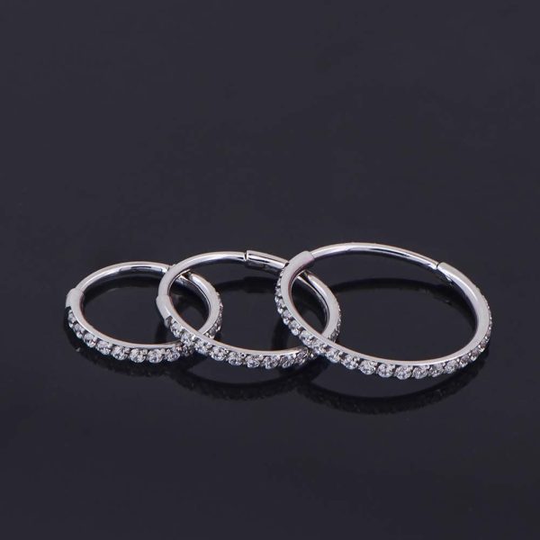 OUFER 16G 316L Surgical Steel Segment Nose Hoop Ring CZ Paved Segment Helix Rings Daith Earrings - Image 3