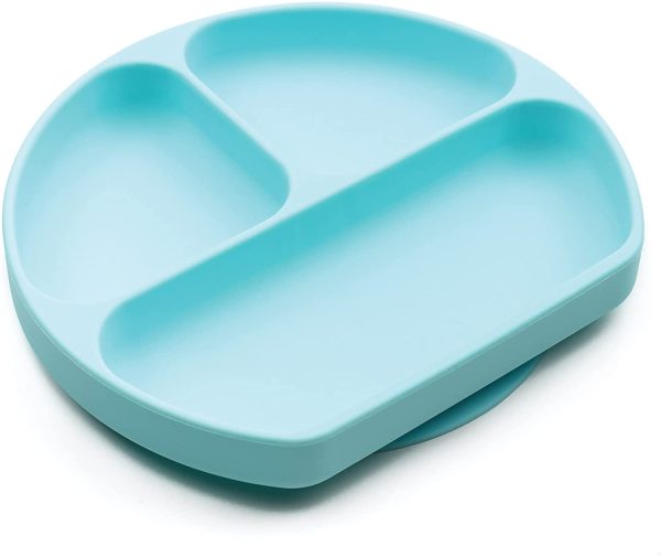 Silicone Grip Dish, Suction Plate, Divided Plate, Baby Toddler Plate, BPA Free, Microwave Dishwasher Safe ?C Blue