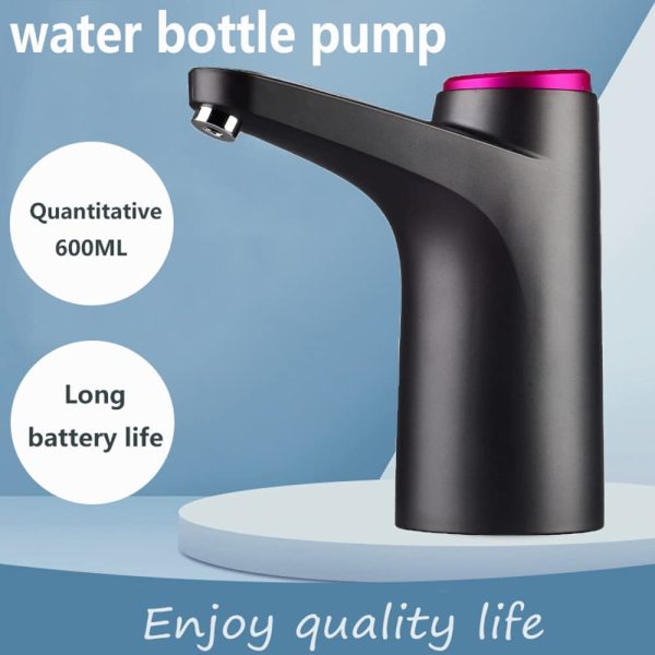 Water Bottle Pump, Electric Water Dispenser Portable for Universal 3-5 Gallon Bottle,USB Charging Water Pump for Water Jug ,Automatic Drinking Water Pump with LED Light for Home, Office, Outdoor (Black) - Image 5