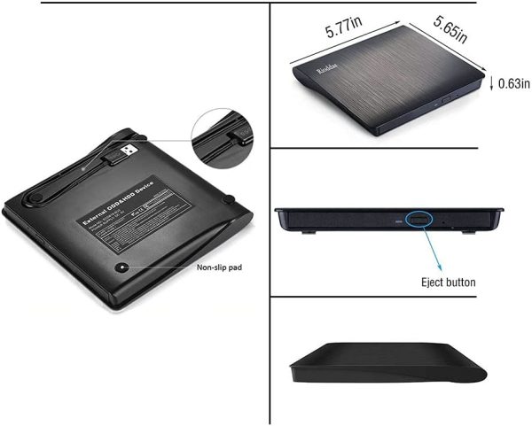 External CD Drive USB 3.0 Portable CD DVD +/-RW Drive DVD/CD ROM Rewriter Burner Writer Compatible with Laptop Desktop PC Windows Mac Pro MacBook - Image 7