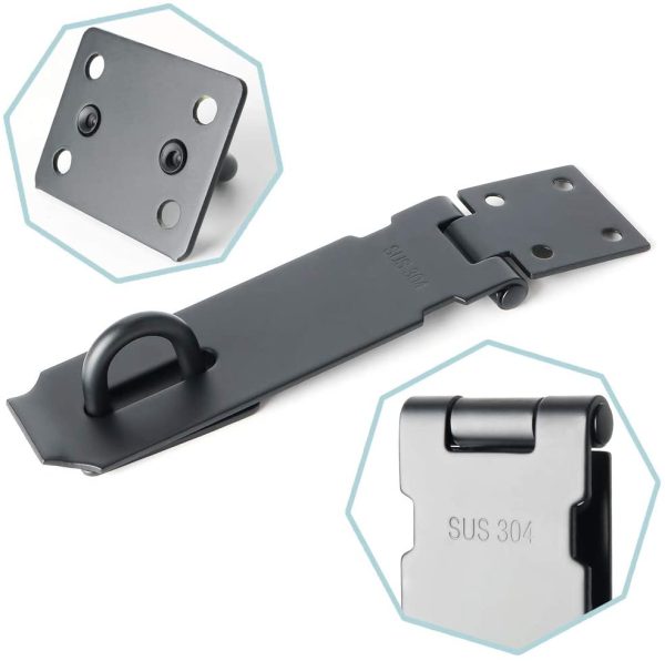 Padlock Hasp Door Clasp Door Lock Gate Latch 4 Inches, Stainless Steel Matte Black, CMS9B - Image 6