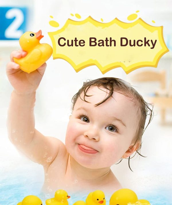 50 PCS Mini Rubber Duck Bath Duck Toys for Toddlers Boys Girls,Squeak and Float Yellow Ducks in Bulk Jeep Ducks Baby Shower Duck Decorations Party Favors (1.6''-50pcs Ducks) - Image 7