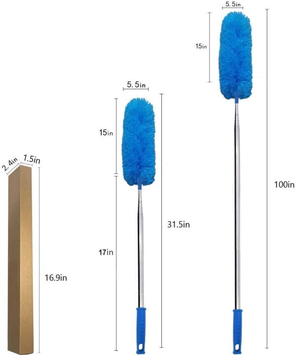 Microfiber Feather Duster Extendable Duster with 100 inches Extra Long Pole, Bendable Head & Long Handle Dusters for Cleaning Ceiling Fan, High Ceiling, Blinds, Furniture & Cars - Image 6