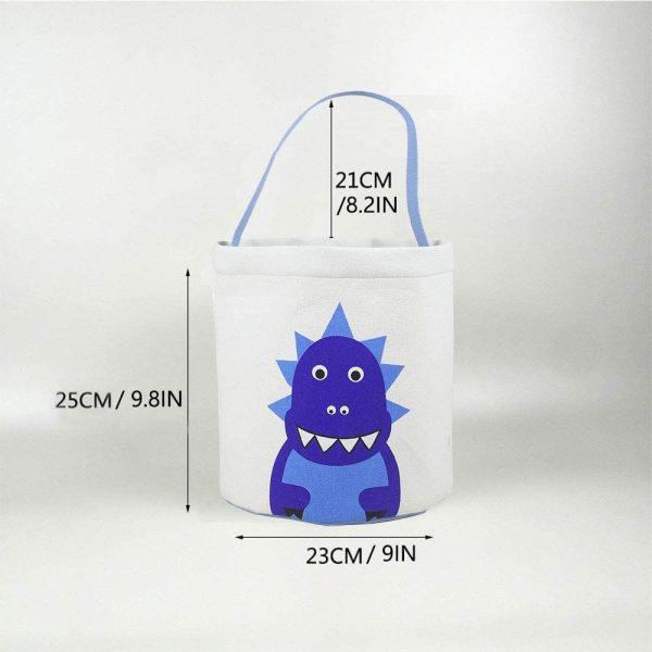 2 Pcs Easter Hunter Bags Dinosaur Design Easter Egg Hunt Basket for Kids Carrying Eggs Candies Gifts