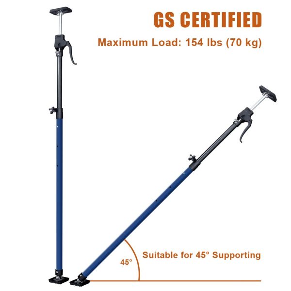 XINQIAO Support Pole, Steel Telescopic Quick Support Rod Adjustable 3rd Hand Support System, Supports up to 154 lbs Construction Tools for Cabinet Jacks Cargo Bars Drywall Support (Blue, Long-1 Rod) - Image 3