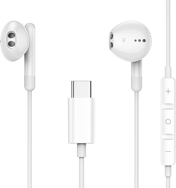 USB C Headphones/Earphones, in Ear USB C Earphones, Type C Earphone with Microphone and Volume Control Earbuds Headset Compatible with Pixel 2/3/4/5, Samsung S20/S21/Note10, Huawei Mate 20/P30