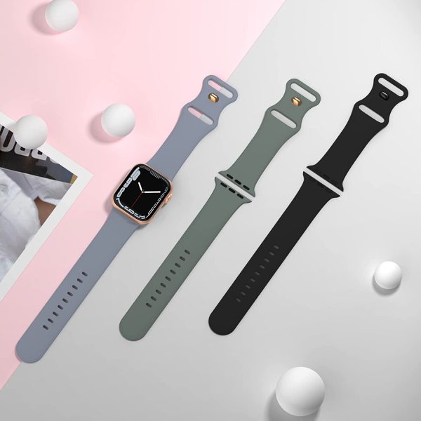 Compatible with Apple Watch Band 38mm 40mm 41mm 42mm 44mm 45mm for Women Men, Soft Silicone Replacement Bands Straps for iWatch Apple Watch Series 7/6/5/4/3/2/1/SE