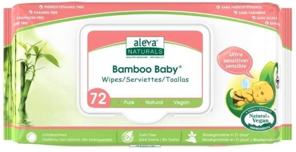 Aleva Naturals Bamboo Baby Sensitive Wipes- Natural and Organic Formula, Hypoallergenic, Biodegradable, Extra Strong and Ultra-Soft, Perfume Free Diaper Wipes - 72 Count X 6= 432 Wipes Total