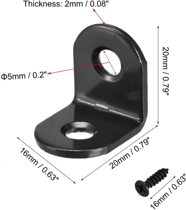 Right Angle Bracket Corner Brace, 30Pcs Black Joint Bracket Fastener 90 Degree Metal Angle Brackets (20 * 20 * 16mm) - Image 8