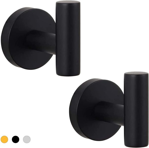 2 Packs Modern Towel Hook Matte Black Towel Hook Bath Black Towel Hooks Wall Hooks Brushed Nickel Towel Hook Black Robe Hooks SUS 304 Stainless Steel Heavy Duty Shower Robe Hand Hooks