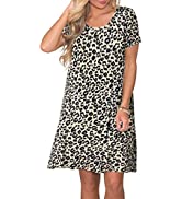 WNEEDU Women's Summer Casual T Shirt Dresses Short Sleeve Swing Dress with Pockets