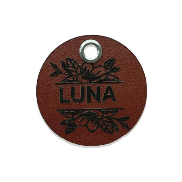 Wilco Supply Company - Custom Floral Themed Handcrafted Leather Pet Identification Tag for a Stylish, Durable and SILENT Alternative to Traditional Metal Dog Tags - Made in Canada - Image 4