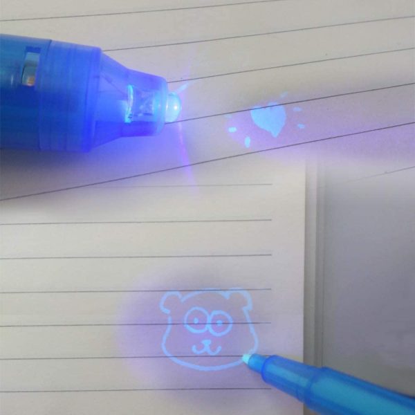 5pcs Invisible Ink Pen, Upgraded Spy Pen Invisible Ink Pen with UV Light Magic Marker for Secret Birthday Message Party,Writing Secret Information Easter Day Halloween Christmas Party Bag Gift