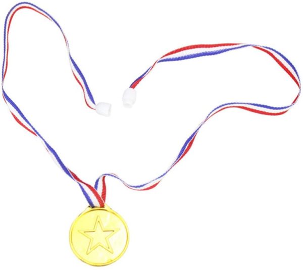 STOBOK Kids Gold Award Medal Plastic Winner Medals for Sports Competitions Matches Party Favors,24 Pieces