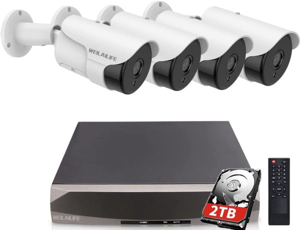 ??5.0MP Two Way Audio?? PoE Security Camera System, 4pcs 5MP Wired Backstreet PoE IP Cameras, 8 Channel NVR Recorder with 2TB HDD, 24/7 Video Complete Surveillance Systems for Outdoor/Indoor Use - Image 4