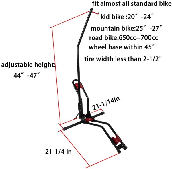 Bike Stand Vertical Bike Rack,Upright Bicycle stand Floor Stand,Free Standing Adjustable Bike Garage Rack for Indoor Storage,Fits Most 20''-27'' Child/Mountain/Road Bike - Image 2