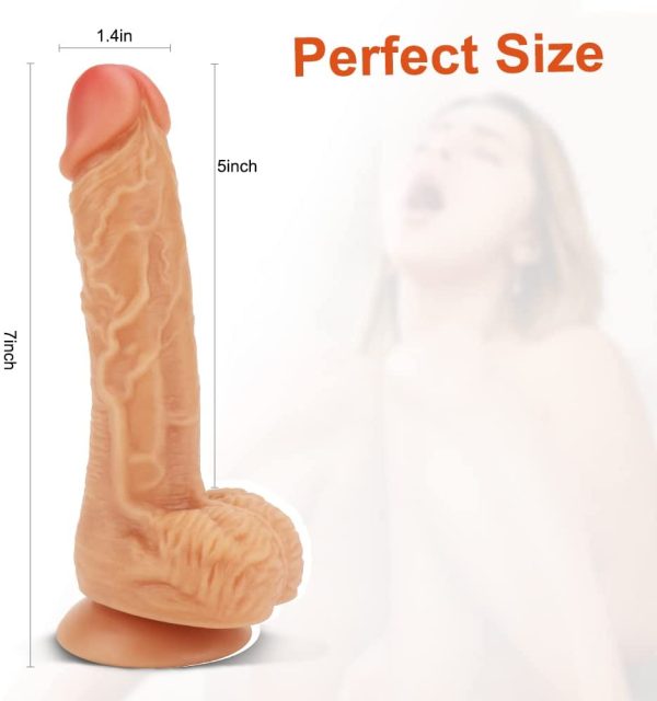 Realistic 7-Inch G-spot Dildo for Women - Adorime Lifelike Penis & Testicles, Flexible Silicone Adult Sex Toy with Powerful Suction Cup