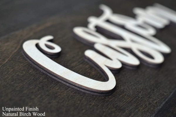 Wooden Name Sign Wooden Letters Laser Cut In Birch Wood