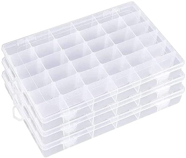 Diamond Embroidery Box, FOME 3PACK 36 Grids Jewelry Dividers Box Organizer Adjustable Plastic Bead Case Storage Container with Removable Dividers for Beads Art DIY Crafts Jewelry Fishing Tackles - Image 2