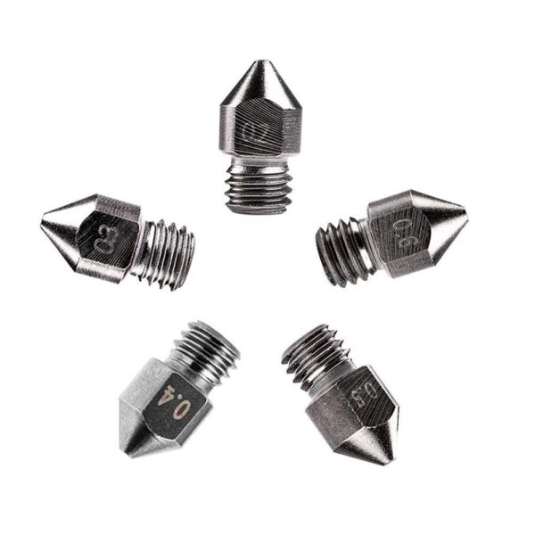 Creality 3D New Set of Tungsten All Metal Steel Nozzles with Hard Strength and High Temperature Resistance, Inner Diameter of 0.2, 0.3, 0.4, 0.5, 0.6mm for Makerbot Ender 3 / Ender 3 Pro, CR-10 Series [5 pcs]