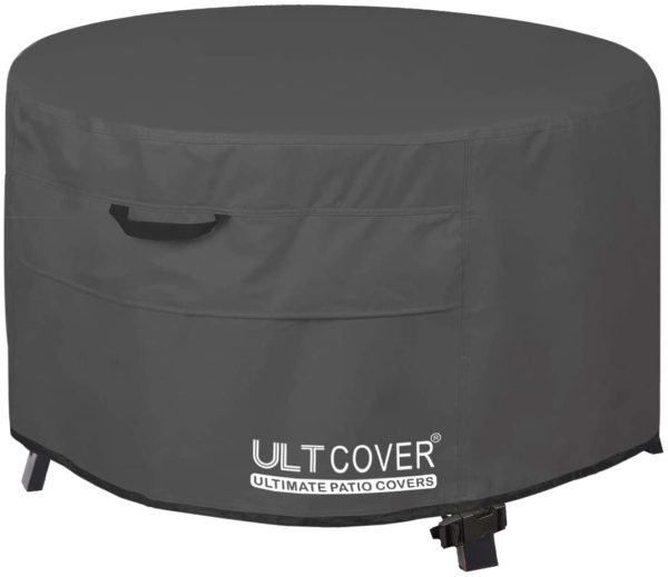 ULTCOVER Patio Fire Pit Table Cover Round 27 inch Outdoor Waterproof Fire Bowl Cover, Black - Image 2