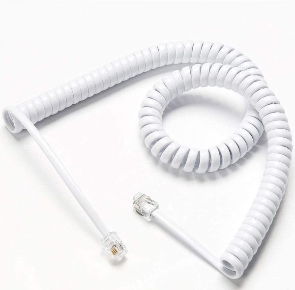 Telephone Cord, Phone Cord, handset Cord, white, 2 Pack, Universally Compatible