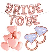 Poloyo Rose Gold Bride To Balloons With Foil Heart Balloons - Big 32 Inch Diamond Ring Balloons |...