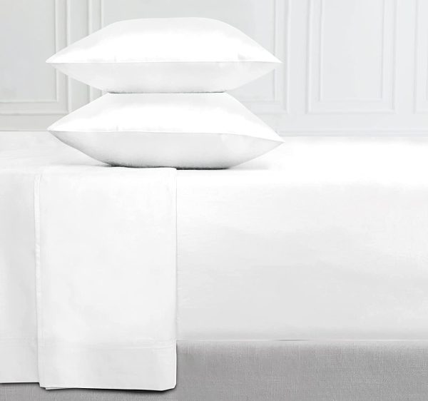 400 Thread Count Solid Twin XL Sheet Set (3 pc, Bright White) - Long Staple Combed Pure Natural 100% Cotton Bedsheets, Soft & Silky Sateen Weave Sheets by - Image 3