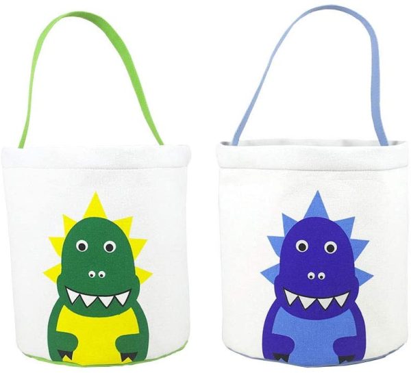 2 Pcs Easter Hunter Bags Dinosaur Design Easter Egg Hunt Basket for Kids Carrying Eggs Candies Gifts - Image 6