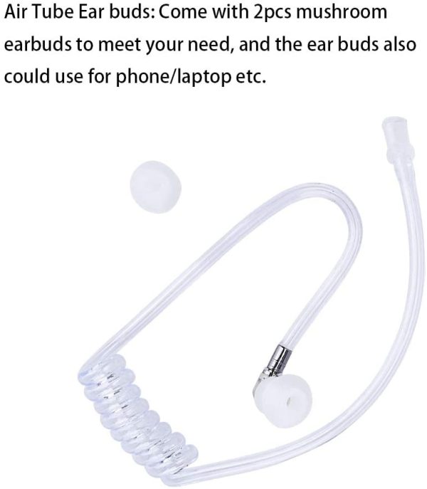 10pcs Clear Acoustic Tube Earpiece, Replacement Acoustic Air Coil Audio Tube with 2pcs Mushroom Earbuds for Two Way Radio Coil Tube Audio kit - Image 7