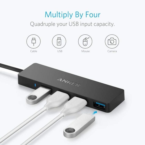 Anker 4-Port USB 3.0 Ultra Slim Data Hub for MacBook, Mac Pro/Mini, iMac, Surface Pro, XPS, Notebook PC, USB Flash Drives, Mobile HDD, and More - Image 2