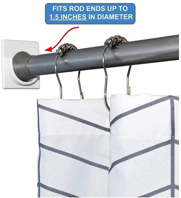 Adhesive Shower Curtain Rod Holder | Rod Retainer | No Drilling | Stick On | Cream | - Image 3