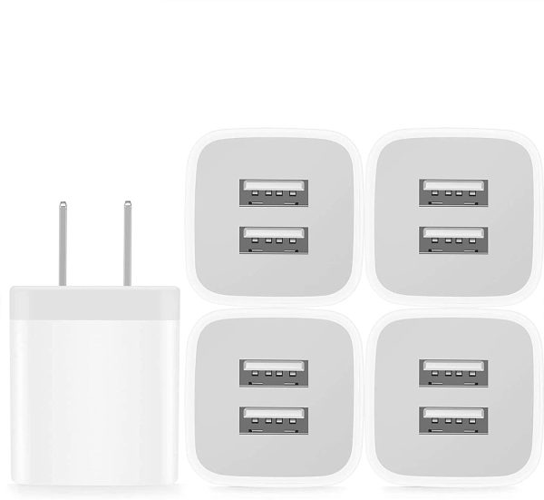 Power-7 USB Wall Charger, 5-Pack 2.1A/5V Dual Port USB Cube Power Adapter Charger Plug Charging Block Compatible with iPhone 11/Xs Max/XR/X/8/8 Plus/7/6S/6 Plus, Samsung, LG, Moto, Android Cell Phones - Image 3