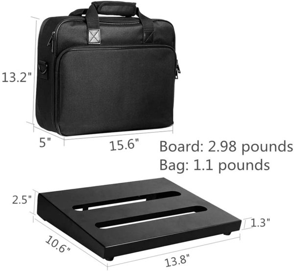 SOYAN Guitar Pedal Board 13.8??x 10.6??with Carrying Bag, Self Adhesive Hook & Loop Tapes Included - Image 2