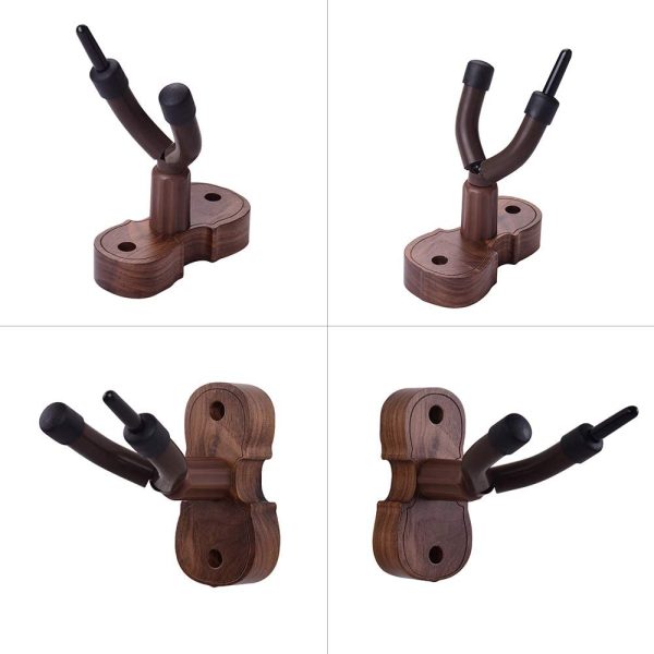 Wall Mount Violin Fiddle Viola Hanger Hook Keeper with Bow Holder Rubber Cushion Wood Base - Image 6