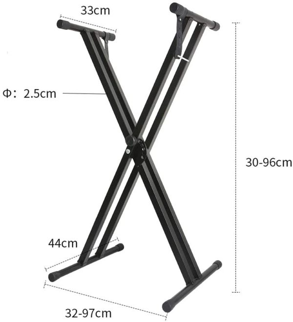 AKOZLIN X-Frame Keyboard Stand Double-X Piano Stand Folding 7 Position Height Adjustable 11.8"-37.8" Fits 54/61/73/76/88 Key Electric Pianos - Image 8