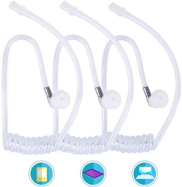 10pcs Clear Acoustic Tube Earpiece, Replacement Acoustic Air Coil Audio Tube with 2pcs Mushroom Earbuds for Two Way Radio Coil Tube Audio kit - Image 3