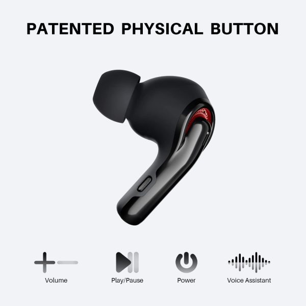 [Upgraded Version]2022 Wireless Earbuds,  Qualcomm QCC3040 Bluetooth 5.2, 4 Mics CVC 8.0 Call Noise Reduction 50H Playtime Clear Calls Volume Control True Wireless Bluetooth Earbuds Headphones, FlyBuds C1 Black - Image 3