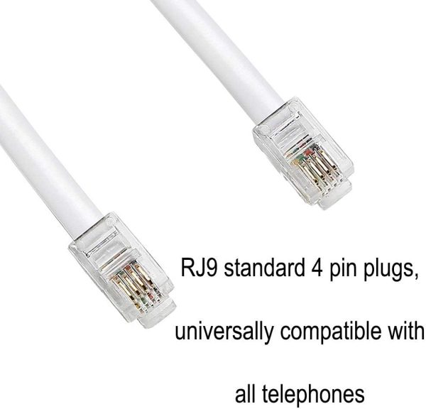 Telephone Cord, Phone Cord, handset Cord, white, 2 Pack, Universally Compatible - Image 2