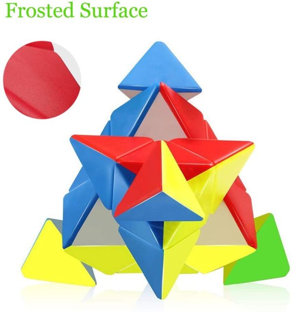 Roxenda Pyramid Speed Cube, 3x3x3 Qiming Pyramid Speed Cube Stickerless Frosted Triangle Puzzle Magic Cube