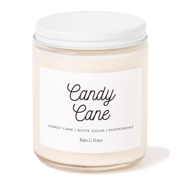 Kim and Pom Christmas Gifts - Candy Cane Scented Candles - Stocking Stuffers for Women, Made with 100% Soy Wax and Premium Grade Fragrance Oil in a 8oz Glass Jar - Beautiful Holiday Home Decor Piece - Image 2