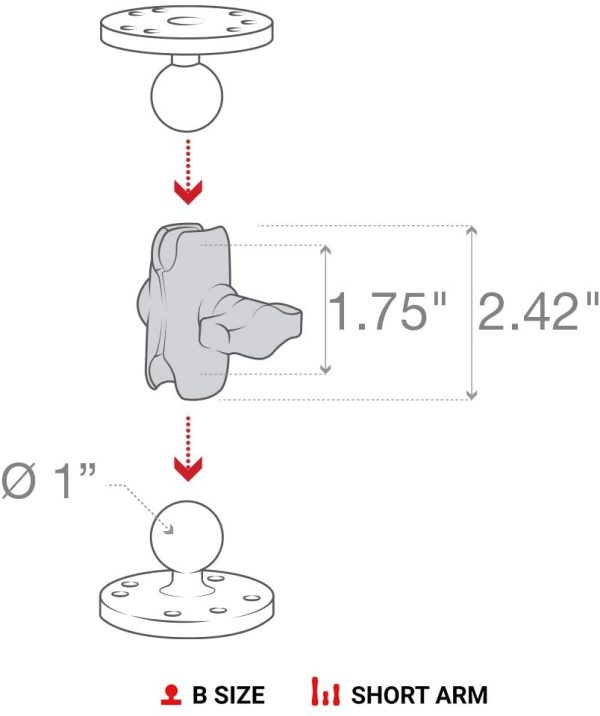 Composite Short Double Socket Arm for 1-Inch Ball Bases - Image 7