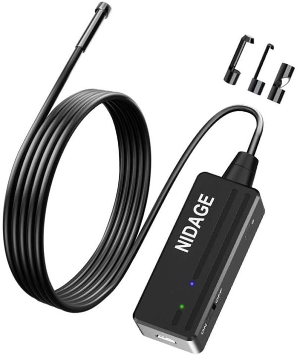 Wireless Endoscope, NIDAGE 5.5mm Diameter 1080P 2.0 MP HD Semi-Rigid WiFi Borescope Inspection Camera IP67 Waterproof Snake Camera for Android & iOS Smartphone Tablet (11.5FT) - Image 3