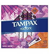 Tampax Radiant Tampons, Regular Absorbency, Unscented, 32 Count