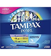 Tampax Pearl Plastic Triple Pack Light/Regular/Super Absorbency Unscented Tampons 50 Count- Packa...