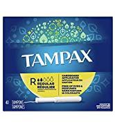 Tampax Cardboard Tampons Regular Absorbency, Anti-Slip Grip, LeakGuard Skirt, Unscented, 40 Count