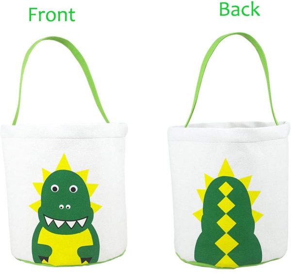 2 Pcs Easter Hunter Bags Dinosaur Design Easter Egg Hunt Basket for Kids Carrying Eggs Candies Gifts - Image 5