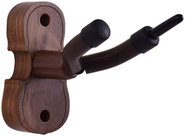 Wall Mount Violin Fiddle Viola Hanger Hook Keeper with Bow Holder Rubber Cushion Wood Base - Image 2