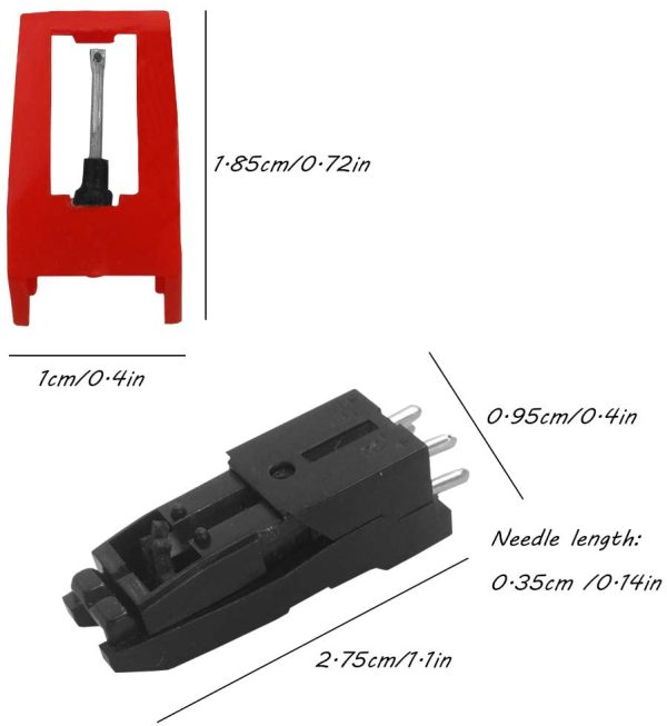 Set of 5 Vinyl Record Player Turntable Cartridge With Universal Replacement Stylus Needles, DaKuan 1pcs Turntable Record Player Cartridge & 4pcs Needle Stylus for LP Phonograph Record Player - Image 3